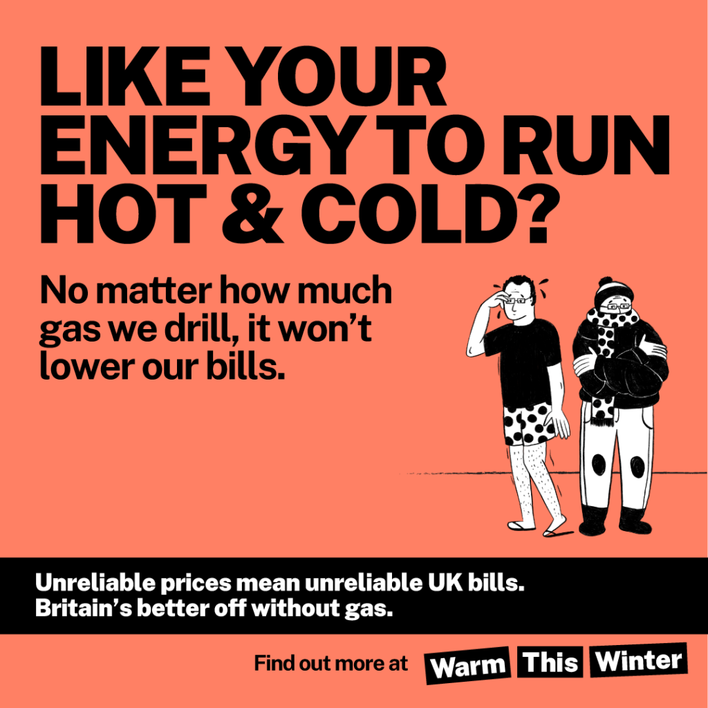 Bold typography for Warm this Winter saying Like Your Energy to Run Hot and Cold?
